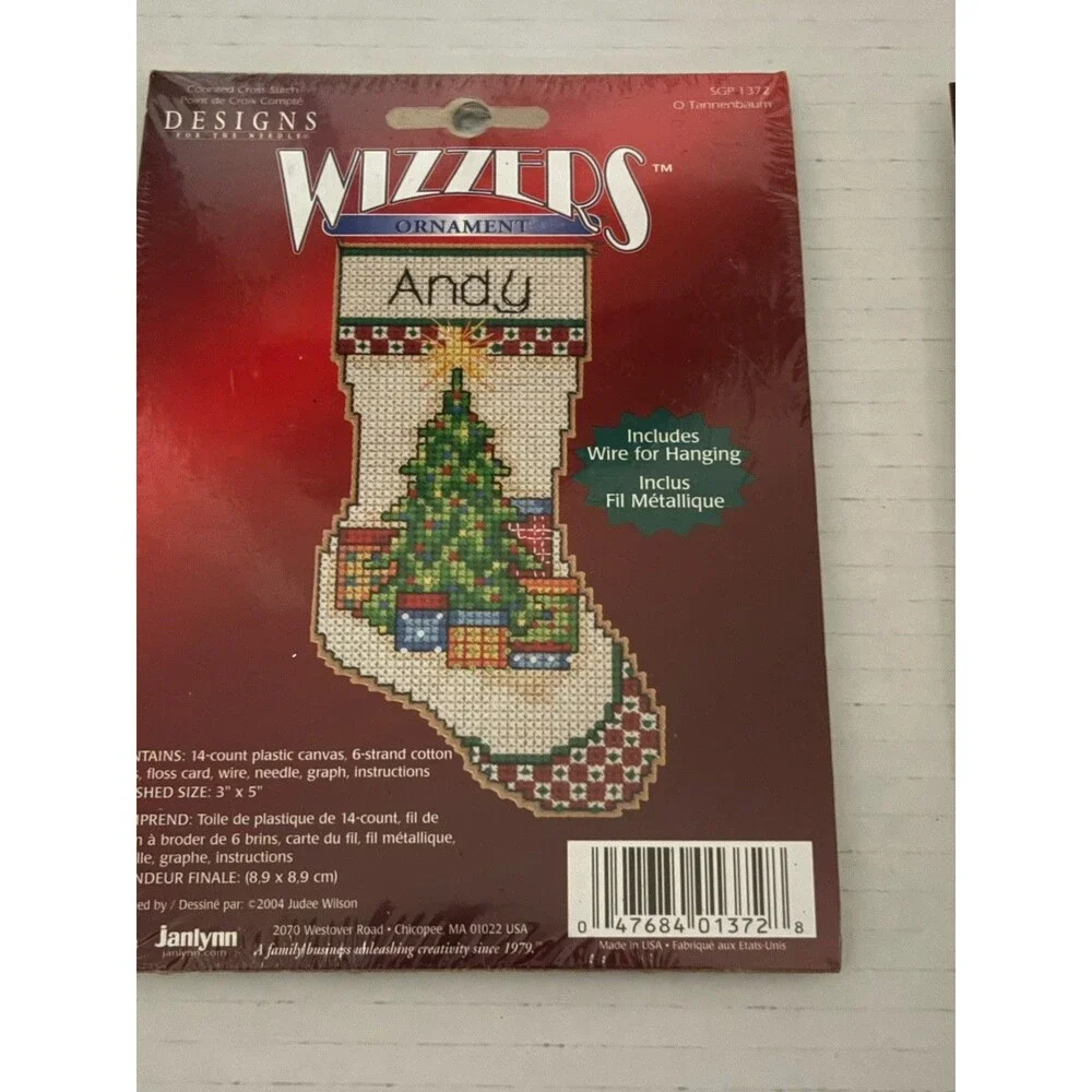 Wizzers Cross Stitch Ornament Kits Lot Of 3 Gingerbread Stocking Santa